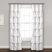 Lush Decor Lace Ruffle Window, 84" x 52", White Curtain Panel,