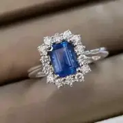 2Ct Emerald Cut Simulated Blue Sapphire Women Pretty Ring White Gold Plated