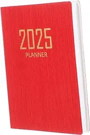 SOPOTUTU Weekly Appointment Book Planner Comprehensive Schedule Plan Notebook with Daily Overview Monthly Layout Teacher Planner for Office Use Red Striped Design