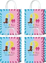 16 Pieces Boot or Bows Gender Revea Party Bags,Boy or Girl Gender Reveal Goodie Snacks Treat Candy Party Bags with Handles for Gender Reveal Party Decorations