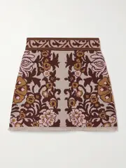 [Cara Cara] Cara Cara - Lindy Frayed Wool And Cotton-blend Jacquard-knit Mini Skirt - Multi - small small Multi