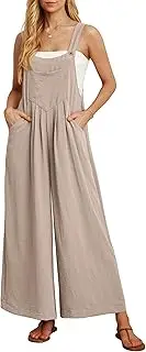 [IWOLLENCE] 2024 Summer Jumpsuits for Women Boho Wide Leg Casual Loose Jumpsuits with Pockets