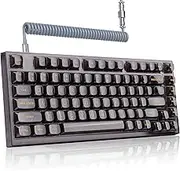 ATTACK SHARK X75 Hotswap Mechanical Gaming Keyboard with USB C Coiled Cable,TKL Tactile Switch,RGB LED,Gasket Mounted,Custom OSA Profile Clear Keycaps for PS4 PS5 Xbox Mac PC Gamer(Black,Outemu)