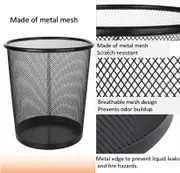 33PCS Mesh Metal Wire Waste Paper Basket, Lightweight Trash Bin Dia29.5x34cm