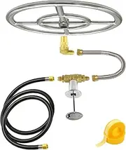 MCAMPAS 12 Inch Natural Gas Fire Pit Burner Ring Kit - Stainless Steel DIY Installation Kit for Outdoor Fire Pits, Includes Pan & Fasteners - Compatible with Propane Conversion