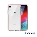 買一送一【VOKAMO】IPHONE XR 軍規防摔晶透強化背蓋手機殼 -防摔衣原料邊條(粉紅)