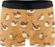 [FRODOTGV] Brown Birds Yellow Mens Boxer Brief Shorts Workout Underwear for Men Compression Boxer Para Hombre
