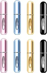 Pack of 8 5 ml Perfume Atomiser, Perfume Atomiser for On the Go, Perfume Filler Refillable Empty Mini Perfume Atomiser for Handbag, Travel, Holiday, Air Travel, Going Out (Polychrome)