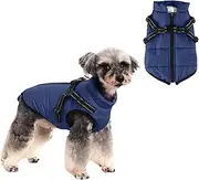 Pet Jacket, Dog Coat Harness Winter Warm Vest Jacket Waterproof Cotton Costume for Puppy Small Medium Dogs (Blue, S)