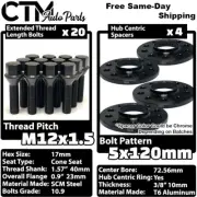4x 10mm Thick 5x120 72.56mm C.B Wheel Spacer Kit with 12x1.5 Bolt Fit BMW Models (for: BMW)