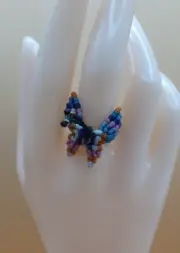 Women's Ring Woven Macramé Thread Butterfly Design Andean Crafts