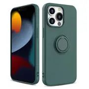 ZUSLAB Silicone Stand Case for iPhone 13 Pro 6.1" Magnetic Finger Ring Kickstand Bumper Protective Cover for Apple - Green