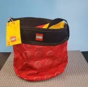 Lego Cinch Fabric Bucket Bag Storage Red & Yellow NEW
