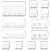 Drawer Organizers Set of 13, 4 Sizes Clear Plastic Drawer Organizers and