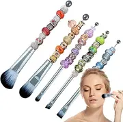 Makeup Brushes Set,Beaded Make up Brushes for Women - 5X Portable Blending Sculpting Applicators for Foundation Eyeshadow Concealer Blush Setting Powder Bronzer