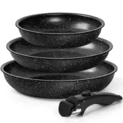 Nonstick Frying Pan Set Removable Handle, 8" 9.5" and 11" Frying Pans, Skille...