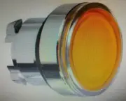Schneider ILLUM PUSHBUTTON HEAD Spr. Return For Integral LED,Orange Flush/Chrome