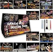 DESINIK Scratch Art Book for Adults - Scratch Paper Art Kit with Stencils & Tools, Creative Crafts for Relaxation, Focus & Travel, Stress Relief Activity for Home Decor & Gifts (Series Ⅲ)