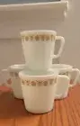 NEW! Set of 4 Pyrex Butterfly Gold D-Handle Coffee Mugs Vintage! Beautiful Wow!