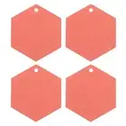 4 Pcs Silicone Trivet Mats, Hexagon Silicone Pad Hot Pad, Nordic Pink